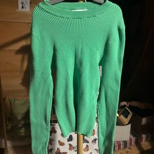 lefties green ribbed crewneck sweater